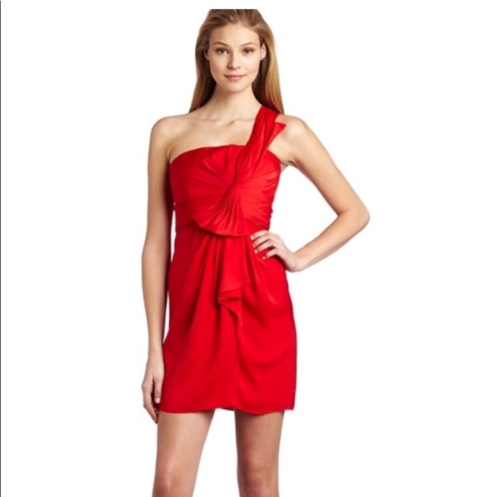 NWT Red BCBGMAXAZRIA Palais One Shoulder Dress